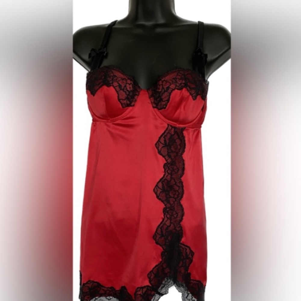 LS RED/BLK Short Nightgown, M *P1040